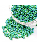 Color Sólido Bicolor. GREEN-BLUE. 2.5 milímetros 1 mm perforación 40 gramos