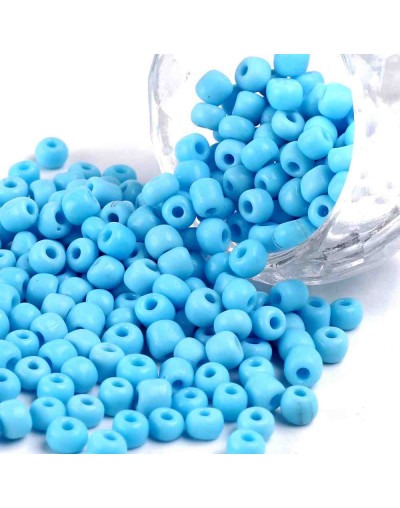 Chaquira. Color sólido. LIGHT SKY BLUE. 4 milímetros.1,50 mm perforación. 40 gramos (390 uds. aprox)