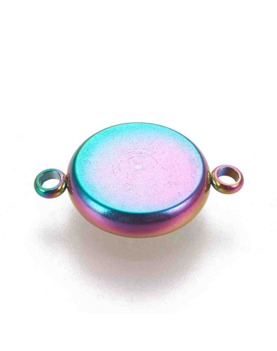 Base Link de Acero. Color arcoiris. 18x12,5x3 mm. Agujero 1,8 mm. Para trabajos de 10 mm. 1 ud