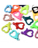 Cierre lobster. Corazón. Acrílico. Color mixto. 30x21x5,5 mm. 3 mm agujero. 10 unidades