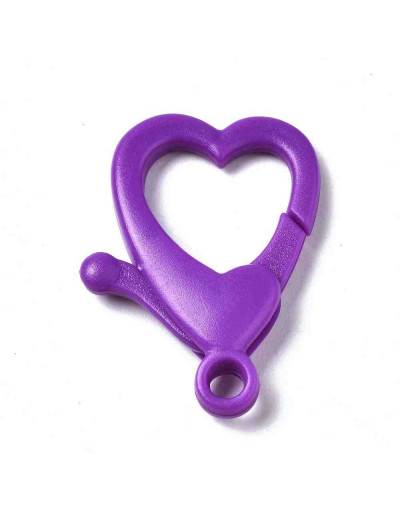 Cierre lobster. Corazón. Acrílico. Color mixto. 30x21x5,5 mm. 3 mm agujero. 10 unidades