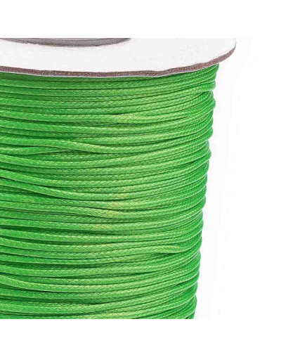 Cordón de poliester encerado. Piel de Serpiente. Color LIME GREEN. 1 mm grosor. 80 metros cono.