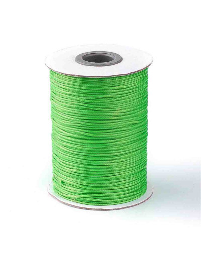 Cordón de poliester encerado. Piel de Serpiente. Color LIME GREEN. 1 mm grosor. 80 metros cono.