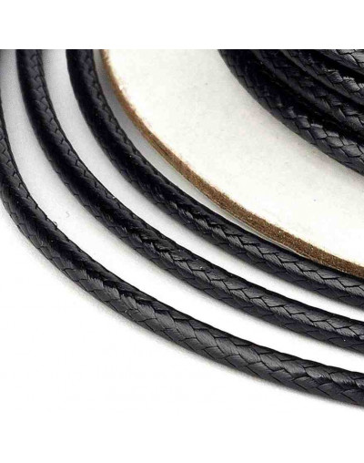 Cordón de poliester Encerado Negro 3 milímetros grosor 3 metros