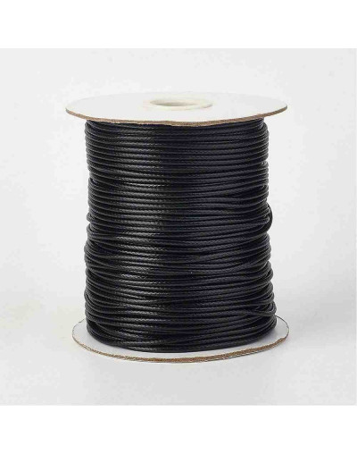 Cordón de poliester Encerado Negro 3 milímetros grosor 3 metros
