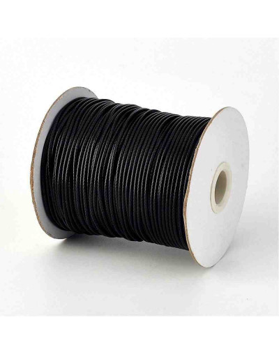 Cordón de poliester Encerado Negro 2 milímetros grosor 3 metros