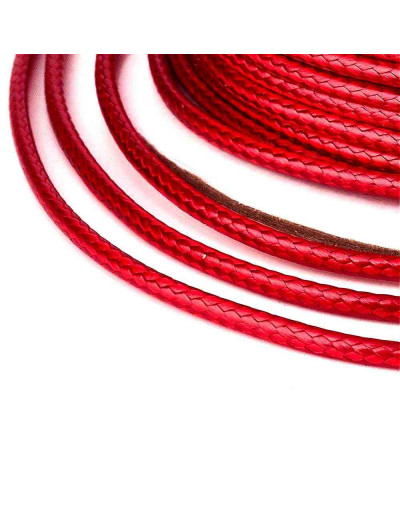 Cordón de poliester Encerado Rojo 2 milímetros grosor 3 metros