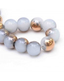 Esfera. Imitación jade con electroplateado en cobre. 04 mm. 1 mm perforación. 200 uds hilo (aprox).