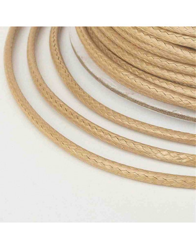 Cordón de poliester Encerado Crema 2 milímetros grosor 3 metros