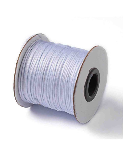 Cordón de poliester encerado. Piel de Serpiente. Color WHITE. 1 mm grosor. 80 metros cono.