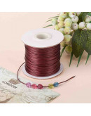 Cordón de poliester encerado. Piel de Serpiente. Color DARK RED. 1 mm grosor. 80 metros cono.