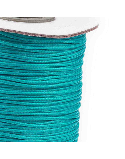 Cordón de poliester encerado. Piel de Serpiente. Color DARK TURQUOISE. 1 mm grosor. 5 metros.