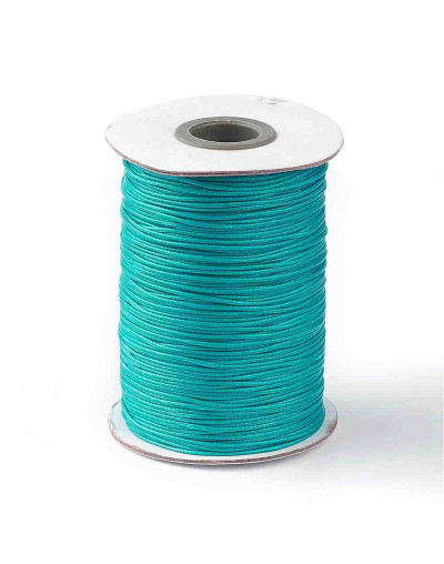 Cordón de poliester encerado. Piel de Serpiente. Color DARK TURQUOISE. 1 mm grosor. 5 metros.