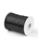 Cordón de poliester encerado. Piel de Serpiente. Color BLACK. 1 mm grosor. 5 metros.