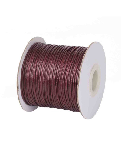 Cordón de poliester encerado. Piel de Serpiente. Color DARK RED. 1 mm grosor. 5 metros.