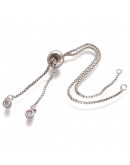 Cadena regulable para pulsera. Bañado (Platino). 120 mm. 1,5 mm perforación.