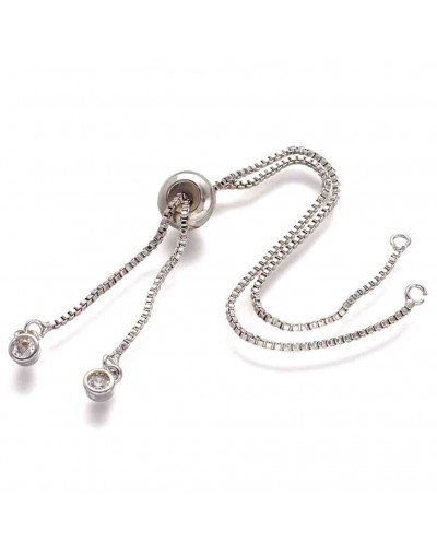 Cadena regulable para pulsera. Bañado (Platino). 120 mm. 1,5 mm perforación.