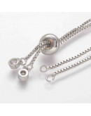 Cadena regulable para pulsera. Bañado (Platino). 120 mm. 1,5 mm perforación.