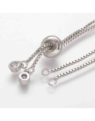 Cadena regulable para pulsera. Bañado (Platino). 120 mm. 1,5 mm perforación.