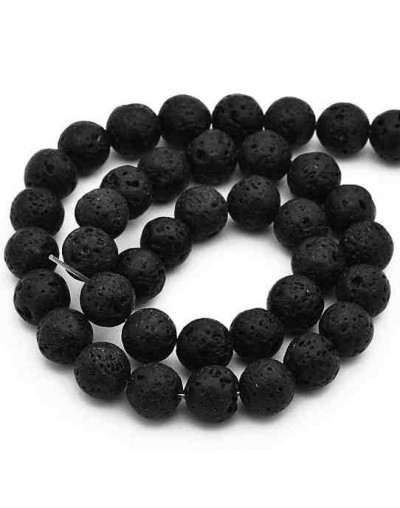 Lava natural. Color negro. 04 mm diámetro. 1 mm perforación. 90 unidades hilo (aproximado)