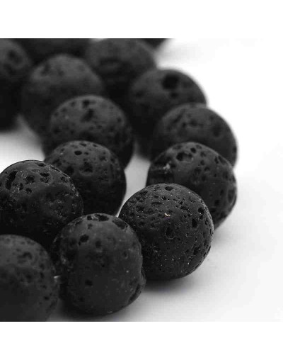 Lava natural. Color negro. 04 mm diámetro. 1 mm perforación. 90 unidades hilo (aproximado)