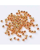 Esfera. Aleación de cobre. Color dorado. 5 mm diámetro. 2 mm perforación. 100 unidades aprox.