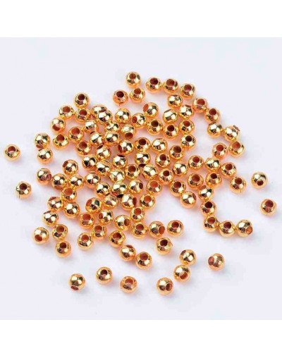 Esfera. Aleación de cobre. Color dorado. 5 mm diámetro. 2 mm perforación. 100 unidades aprox.