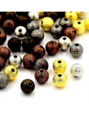 Separadores esfera Bronce con textura Color mixto 6 mm diámetro 1 mm perforación 30 unidades