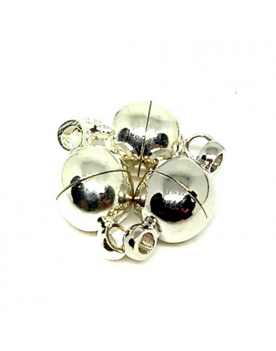 Cierre magnético. Aleación de cobre. Color plateado. 11,5x6 milímetros. 1,2 mm agujero. 2 sets 