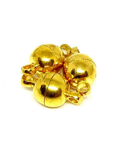 Cierre magnético. Aleación de cobre. Color dorado. 11,5x6 milímetros. 1,2 mm agujero. 2 sets. 