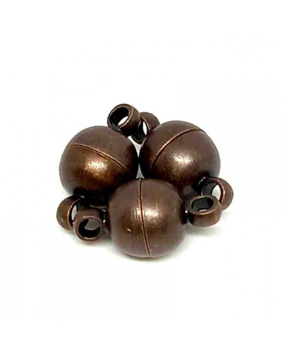 Cierre magnético. Cobre. Color cobre antiguo. 11,5x6 milímetros. 1,2 mm agujero. 2 sets. 