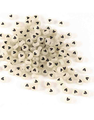 Corazón negro sólido. Moneda fluorescente. 7 mm diámetro. 1,5 mm perforación. 100 uds aprox.