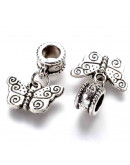 European Beads. Mariposas. Aleación. Color plata antigua. 21 milímetros. 5 mm perforación. 2 uds. European Beads. Mariposas. Aleación. Color plata antigua. 21 milímetros. 5 mm perforación. 2 uds.