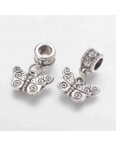 European Beads. Mariposas. Aleación. Color plata antigua. 21 milímetros. 5 mm perforación. 2 uds. European Beads. Mariposas. Aleación. Color plata antigua. 21 milímetros. 5 mm perforación. 2 uds.