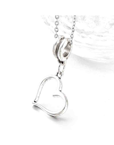 European Beads. Corazón (1). Aleación. Color plata antigua. 27 milímetros. 5 mm perforación. 2 uds.