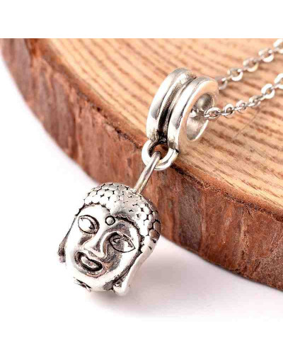 European Beads. Buddha. Aleación. Color plata antigua. 24 milímetros. 5 mm perforación. 2 uds.