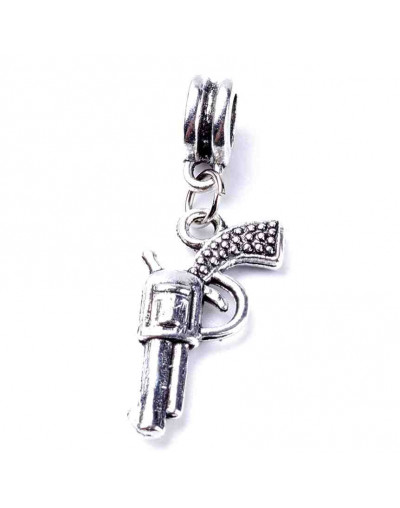 European Beads. Pistolas. Aleación. Color plata antigua. 35 milímetros. 5 mm perforación. 2 uds.