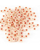 Corazón rojo sólido. Moneda fluorescente. 7 mm diámetro. 1,5 mm perforación. 100 uds aprox.