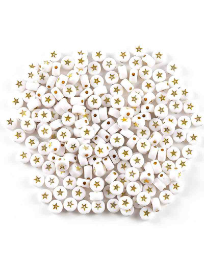 Estrella dorada. Moneda blanca. 7 milímetros lado. 1,5 mm perforación. 100 unidades aproximado.