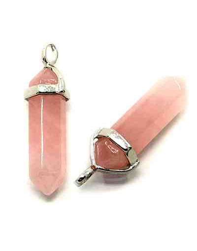 Cuarzo rosa. Con engarce de aleación de cobre. 35 milímetros 3x5 mm engarce. 1 unidad