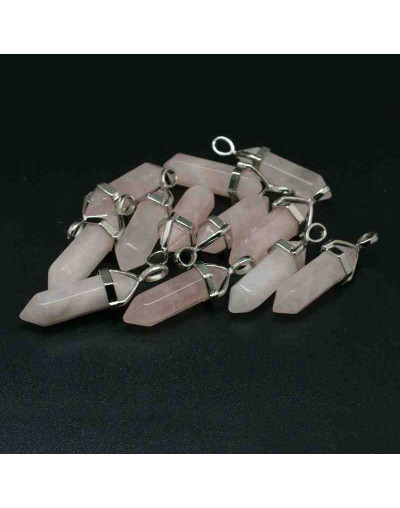 Cuarzo rosa. Con engarce de aleación de cobre. 35 milímetros 3x5 mm engarce. 1 unidad