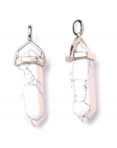 Howlite. Con engarce de aleación de cobre. 35 milímetros. 3x5 mm engarce. 1 unidad