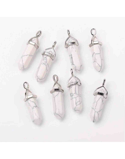 Howlite. Con engarce de aleación de cobre. 35 milímetros. 3x5 mm engarce. 1 unidad