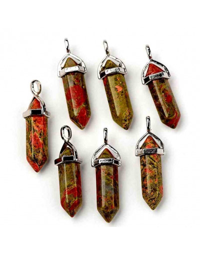 Unakite. con engarce de aleación de cobre. 35 milímetros. 3x5 mm engarce. 1 unidad