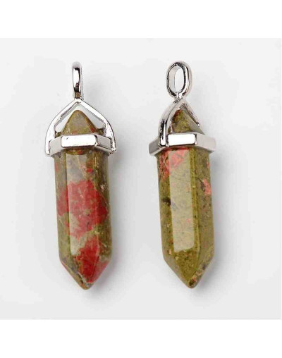 Unakite. con engarce de aleación de cobre. 35 milímetros. 3x5 mm engarce. 1 unidad