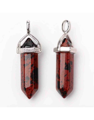 Obsidiana café. con engarce de aleación de cobre. 35 milímetros. 3x5 mm engarce. 1 unidad