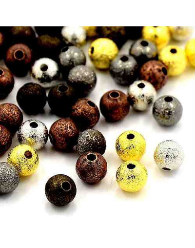Separadores esfera Bronce con textura Color mixto 8 mm diámetro 1,50 mm perforación 20 unidades