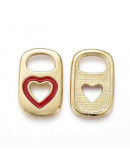 Abrelatas+corazón. Aleación de cobre y esmalte.  Baño 18KGold. 16,5x10,5x4,5 mm. 1 unidad.