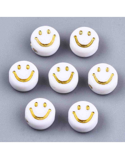 Smile dorado. Moneda blanca. 7x3,5 milímetros. 1,5 mm perforación. 100 unidades aproximado.