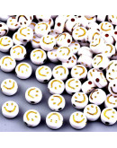 Smile dorado. Moneda blanca. 7x3,5 milímetros. 1,5 mm perforación. 100 unidades aproximado.